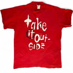 Vintage 90s NIKE “Take It Outside” Red Graphic Print Tshirt Grunge Streetwear XL